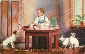 Advertising C-1910 Egg O See Cereal Postcard Cat Dog Child artist 20-11424