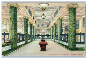 c1950's Interior Old National Bank Cross Table Spokane Washington WA Postcard