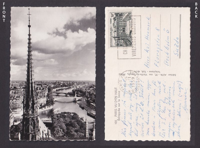 FRANCE, Postcard RPPC, Paris, Échappée sur la Seine