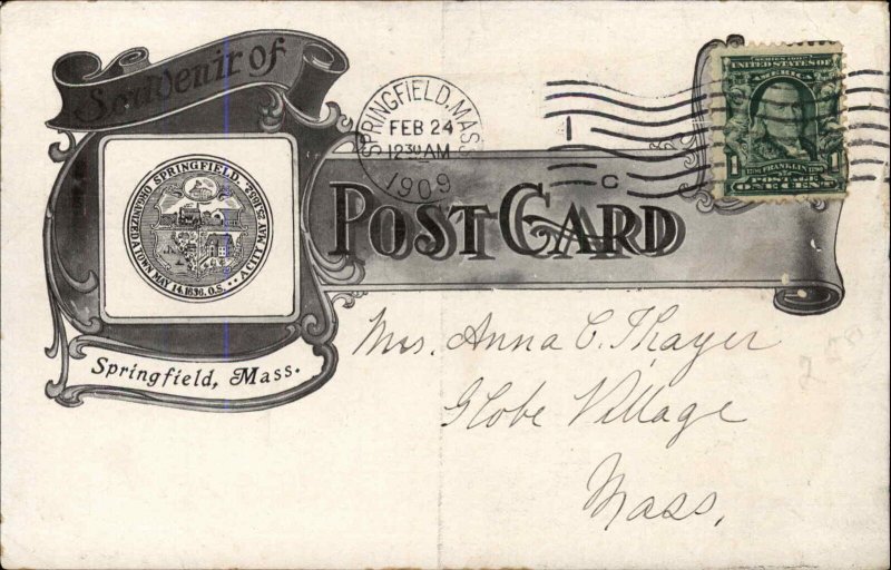 Springfield Mass MA George Washington 1909 Calendar Vintage Postcard