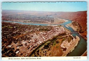 LEWISTON, Idaho ID & CLARKSTON, Washington WA c1970s Aerial View  4x6 Postcard