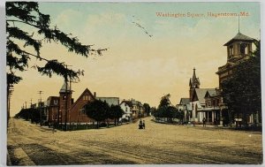 Hagerstown MD Washington Square 1908 to Heidlersburg Pa Postcard S4