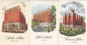 United States New York Detroit Chicago Conrad Statler Hilton Hotels lot of 3