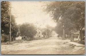 VILLAGE STREET SCENE ANTIQUE REAL PHOTO POSTCARD RPPC