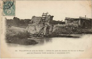 CPA Villette en aval de SEDAN - Debrus du pont du chemin de fer sur la (134713)