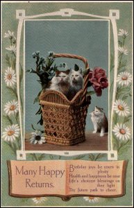 Birthday Cats in a Basket