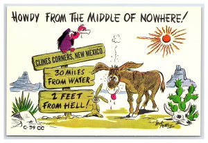 Howdy From The Middle Of Nowhere! Clines Corners NM Continental View Comic Card