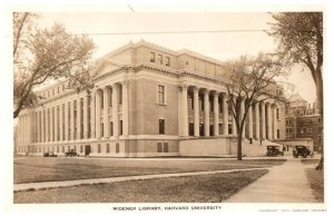 Widener Library Harvard University w/ Old Cars  Massachusetts Postcard