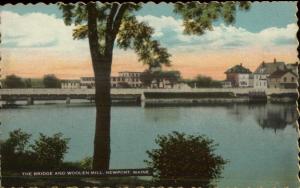 Newport ME Bridge & Woolen Mill c1920s Postcard