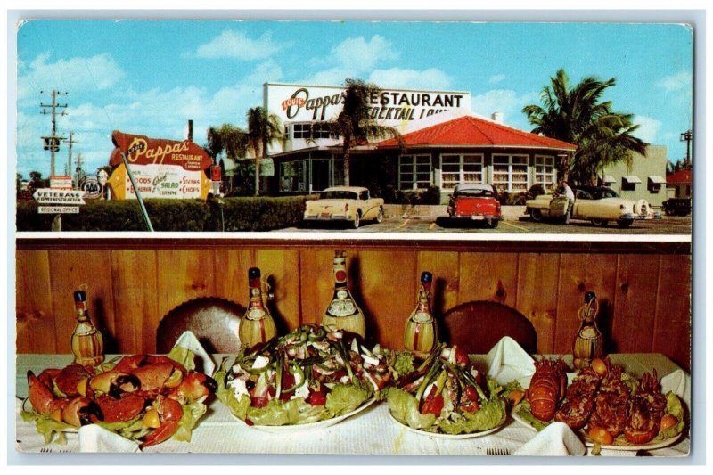 Louis Pappa's Restaurant Cars St. Petersburg Florida FL, Dual View Postcard