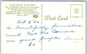 BARTLESVILLE, Oklahoma  OK   Roadside  CUPOLA COURT  1956   Postcard