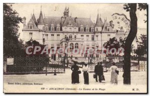 Old Postcard Arcachon Casino And Beach