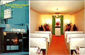 Reno, NV Nevada  HEART OF RENO WEDDING CHAPEL & INTERIOR Vintage Chrome Postcard