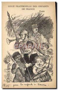 Old Postcard Army fraternal League children France