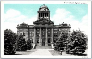 Court House Spencer Iowa IA Government Office Building Trees Landscape Postcard