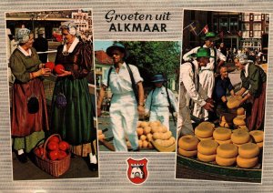 GREETINGS FROM THE TOWN OF ALKMAAR NETHERLANDS MAILED c. 1970 CONTINENTAL SIZE