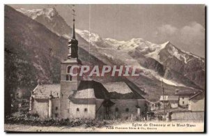 Old Postcard Eglise de Chamonix and Mont Blanc