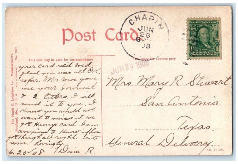 1908 Carnegie Public Library Builiding Jacksonville Illinois IL Antique Postcard