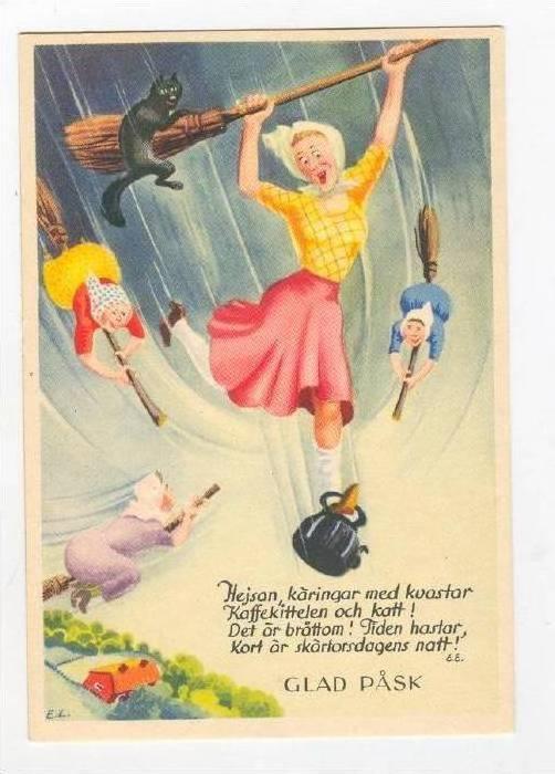 COFFEE Theme Art Deco   EASTER Witches on Broomsticks drop 