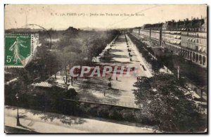 Old Postcard Paris Jardin des Tuileries and Rue de Rivoli