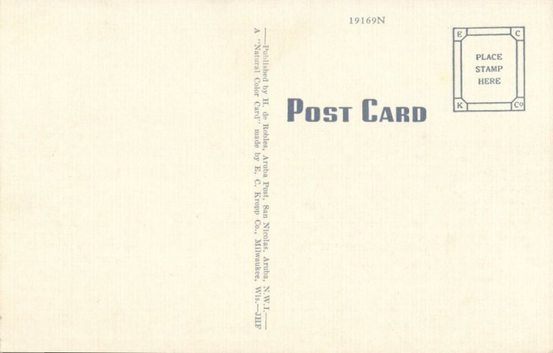 aruba, N.W.I., SAN NICOLAS, Bird's-eye View (1940s) Postcard (3)