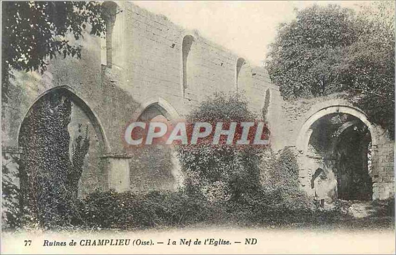 Old Postcard 77 ruins Champlieu (Oise) the nave of the church
