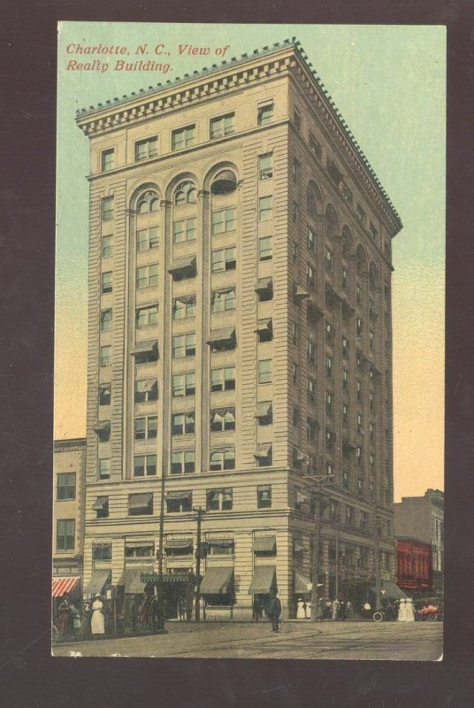 CHARLOTTE NORTH CAROLINA NC DOWNTOWN REALTY BUILDING VINTAGE POSTCARD