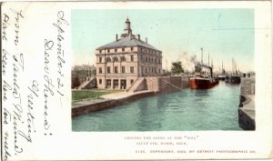 Leaving the Locks at the Soo Sault Ste Marie MI c1903 UDB Vintage Postcard V06