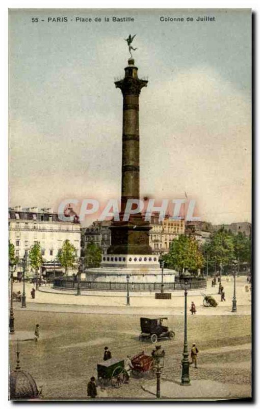 Old Postcard Paris Bastille Square July Column