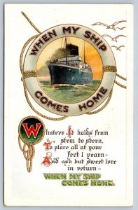 When My Ship Comes Home, Life Saver, BB London Embossed Greetings Postcard