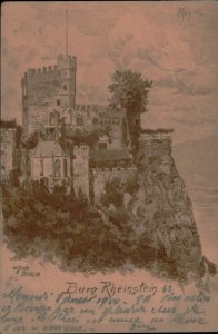 B576 Germany Burg Rheinstein artist etch postcard 1900