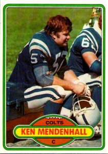 1980 Topps Football Card Ken Mendenhall C Baltimore Colts sun0310