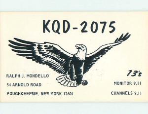 eagle BIRD PATRIOTIC - QSL HAM RADIO CARD Poughkeepsie New York NY t1035