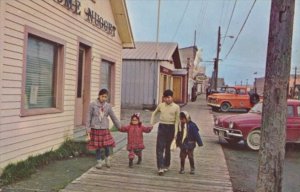 Alaska Nome Main Street With Eskimo Children On Wooden Sidewalk