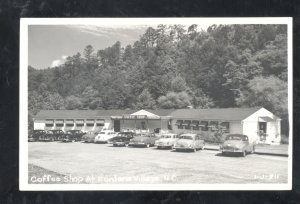 RPPC FONTANA VILLAGE NORTH CAROLINA RESTAURANT OLD CARS REAL PHOTO POSTCARD