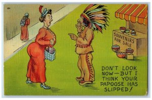 1945 Woman Papoose Indian Selling Souvenir Gaithersburg Maryland MD Postcard