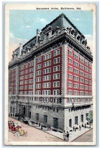 c1910 Exterior View Belvedere Hotel Building Baltimore Maryland Vintage Postcard