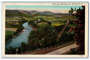 c1910 View Mountain Top Scenic View River Waverly New York NY Vintage Postcard 