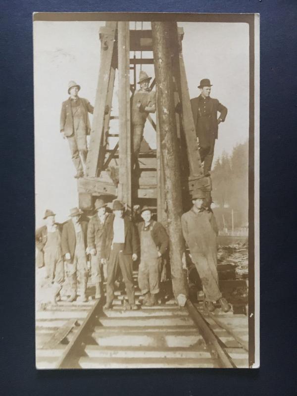 Mint Canada RPPC Postcard Railroad Construction Workers