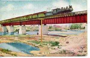 CHEYENNE WYOMING FORT STEEL BRIDGE RAILROAD POSTCARD UP