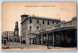 Casablanca Morocco Postcard Clock Tower Boulevard c1910 Antique Unposted