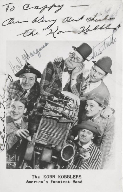 The Korn Kobblers ~ America's Funniest Band ~ 3 Autographs Rare RPPC Postcard