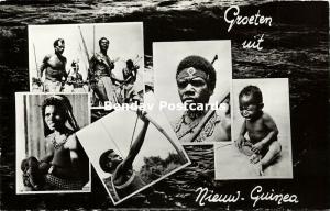 dutch new guinea, Armed Native Papua Warriors, Woman Nursing Young Child (1950s)