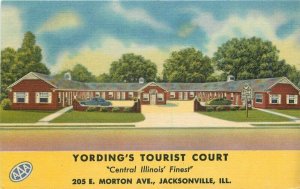 Jacksonville Illinois Yording's Tourist Court Teich roadside Postcard 21-1707