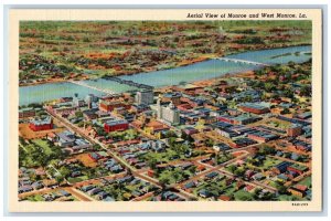 c1940 Aerial View Monroe Exterior Building Bridge West Monroe Louisiana Postcard 