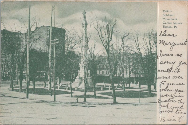 Postcard Soldiers' Monument Centre Square Easton PA 1905