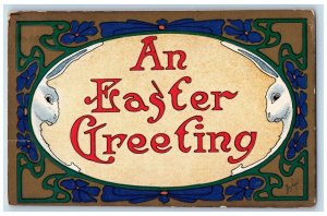 Easter Postcard Greeting Bunny Rabbit Quincy Illinois IL 1910 Posted Antique
