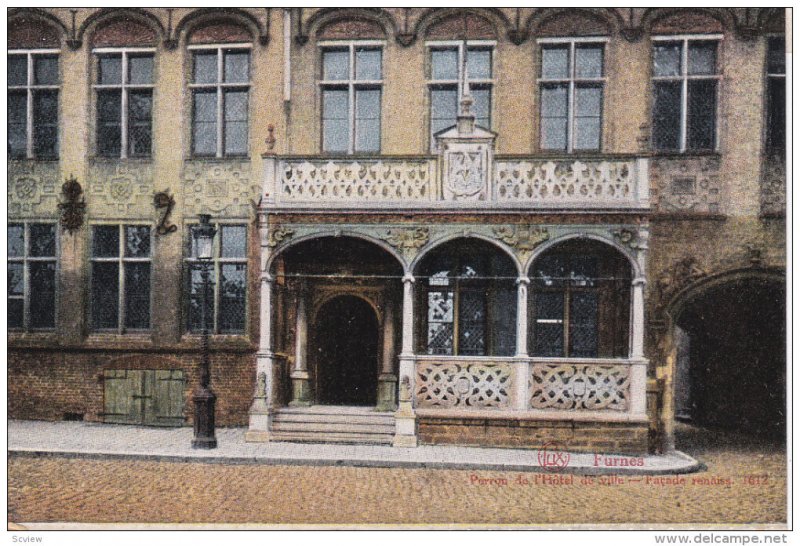 FURNES, West Flanders, Belgium, 1900-1910's; Perron De L'Hotel De Ville