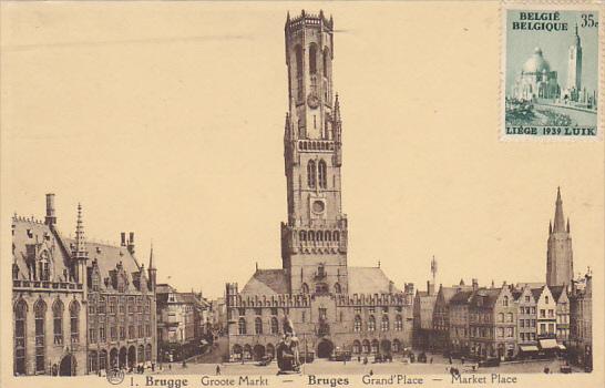 Belgium Brugge Groote Markt Market Place 1939