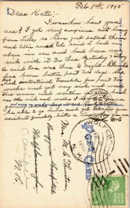 High School Skowhegan Me Maine Vintage Linen Postcard WOB Note Writing PM Vtg 